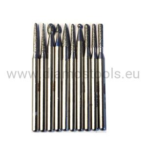 Precision diamond burrs DS-10 set of 10 pcs.